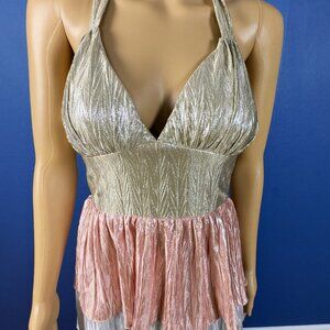 Betsy Johnson Tiered Metallic Gown Size 2